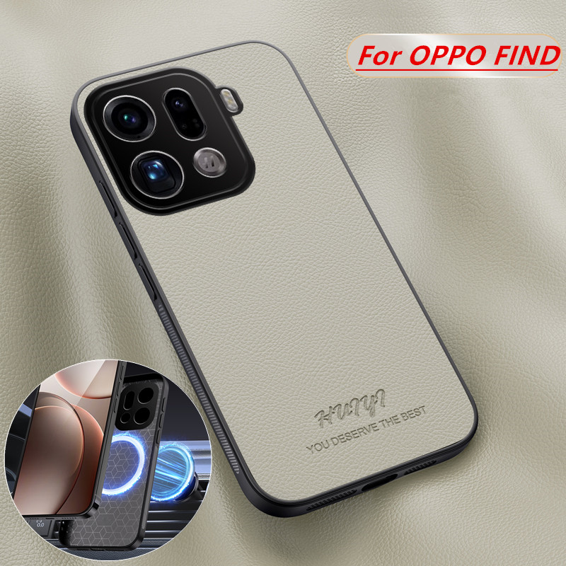 Oppo Find X8 - Luxury Built-in Magnet Leather Magnetic Phone