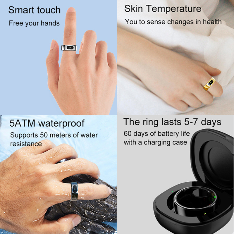 Smart Ring Men Women with Char - Temperature Ring Skin ulasan dan harga